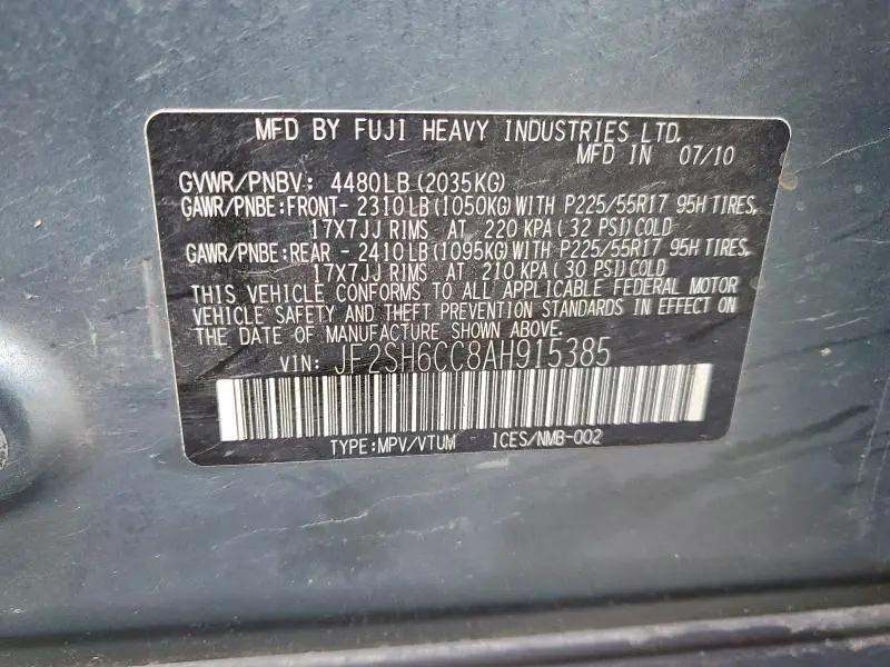 2010 SUBARU FORESTER 2.5X PREMIUM  