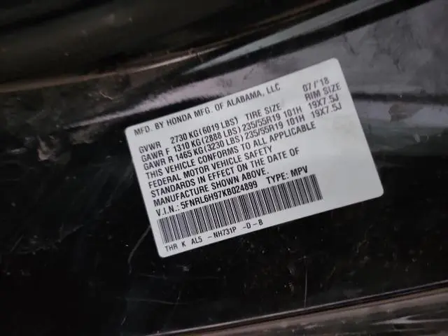 2019 HONDA ODYSSEY ELITE  