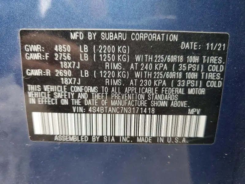 2022 SUBARU OUTBACK LIMITED  