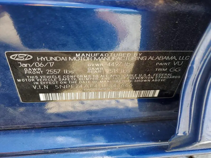 2017 HYUNDAI SONATA SE  