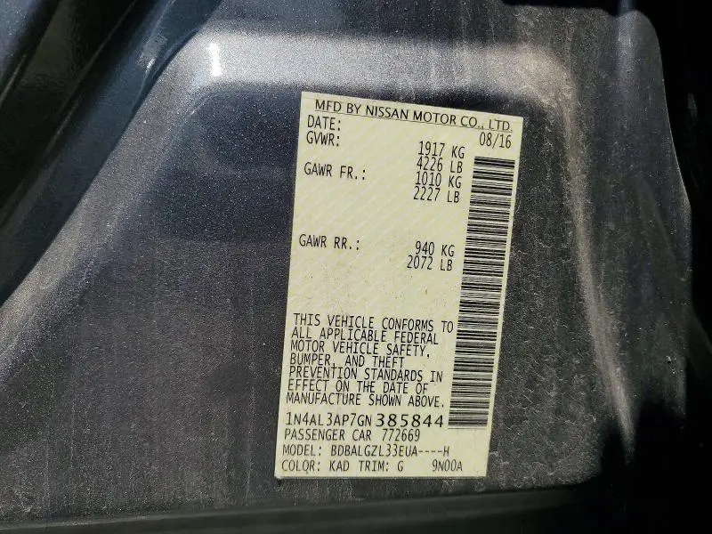 2016 NISSAN ALTIMA 2.5 S  