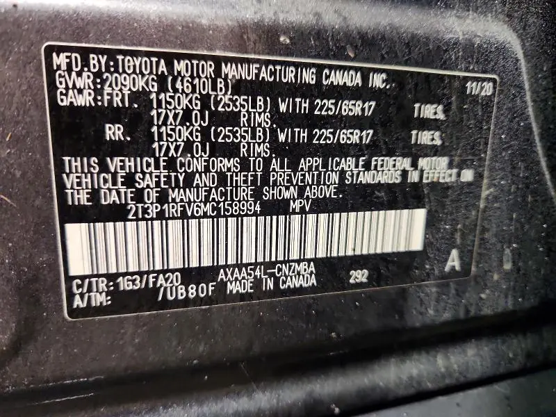 2021 TOYOTA RAV4 XLE  