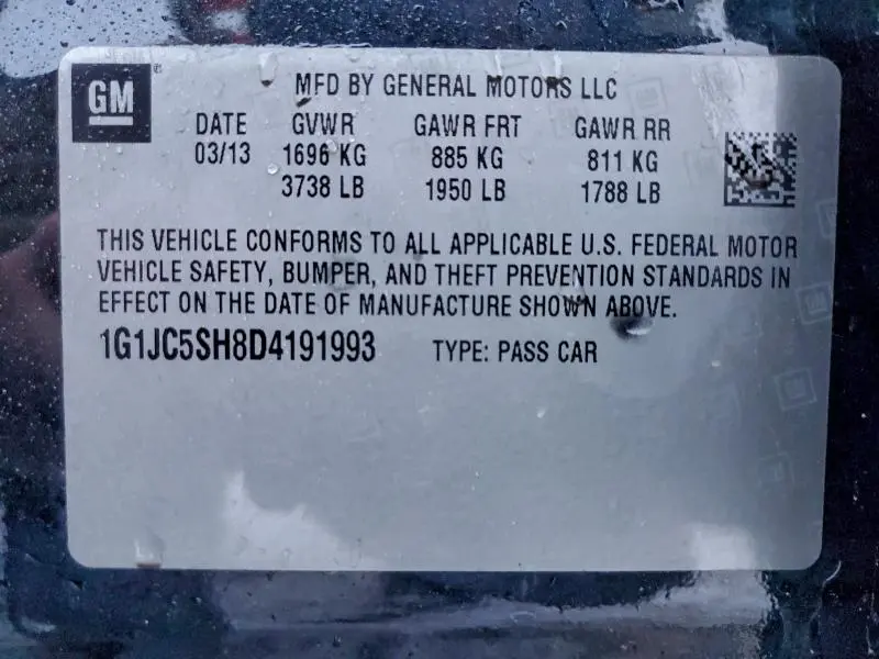 2013 CHEVROLET SONIC LT  