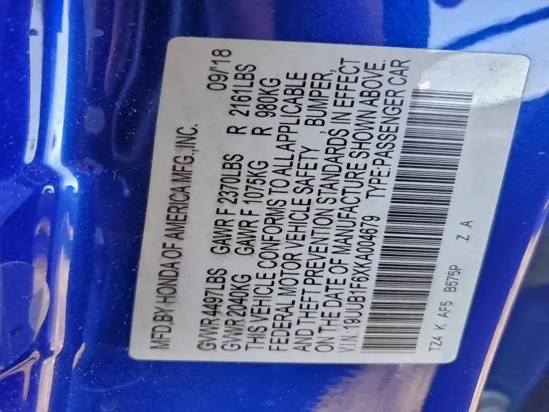 2019 ACURA TLX TECHNOLOGY  