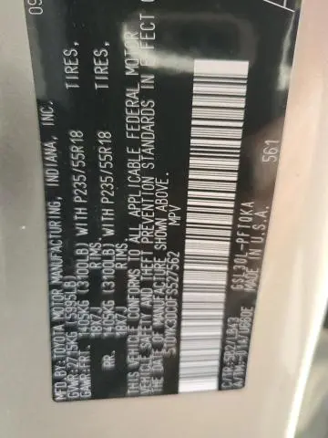 2015 TOYOTA SIENNA XLE  