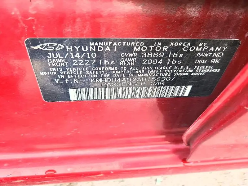 2010 HYUNDAI ELANTRA GLS  