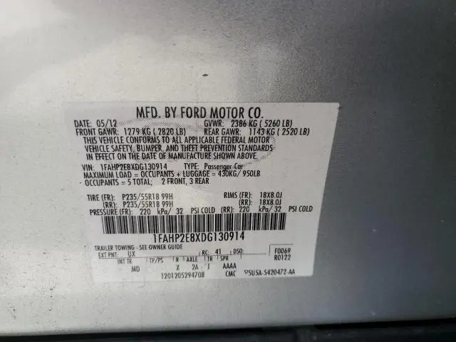 2013 FORD TAURUS SEL  