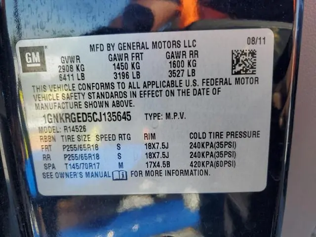 2012 CHEVROLET TRAVERSE LT