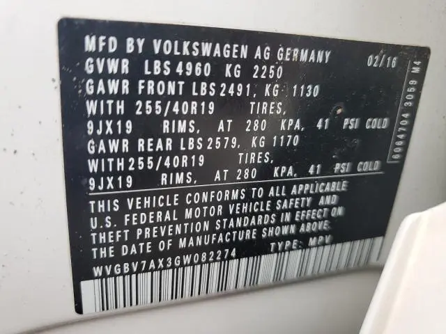 2016 VOLKSWAGEN TIGUAN S  