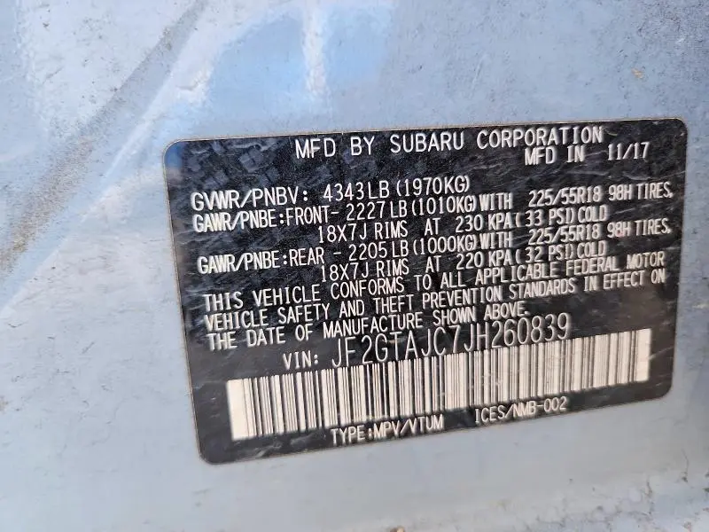 2018 SUBARU CROSSTREK LIMITED  