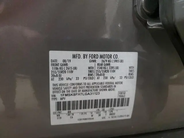 2020 FORD EXPLORER LIMITED  