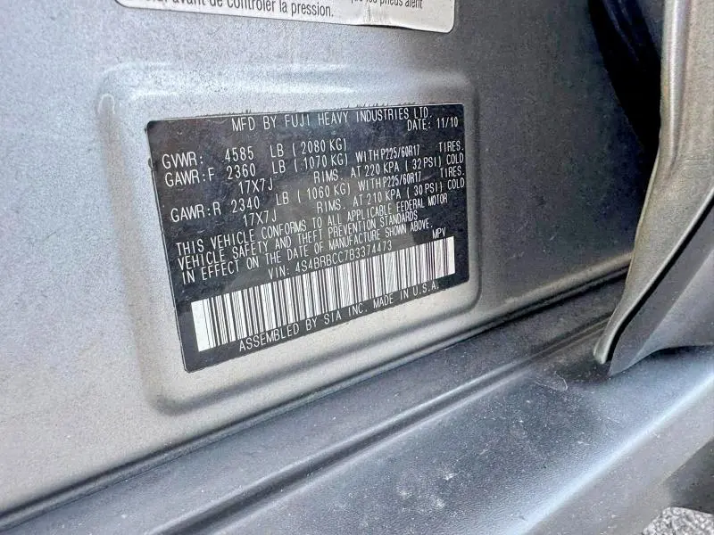 2011 SUBARU OUTBACK 2.5I PREMIUM  