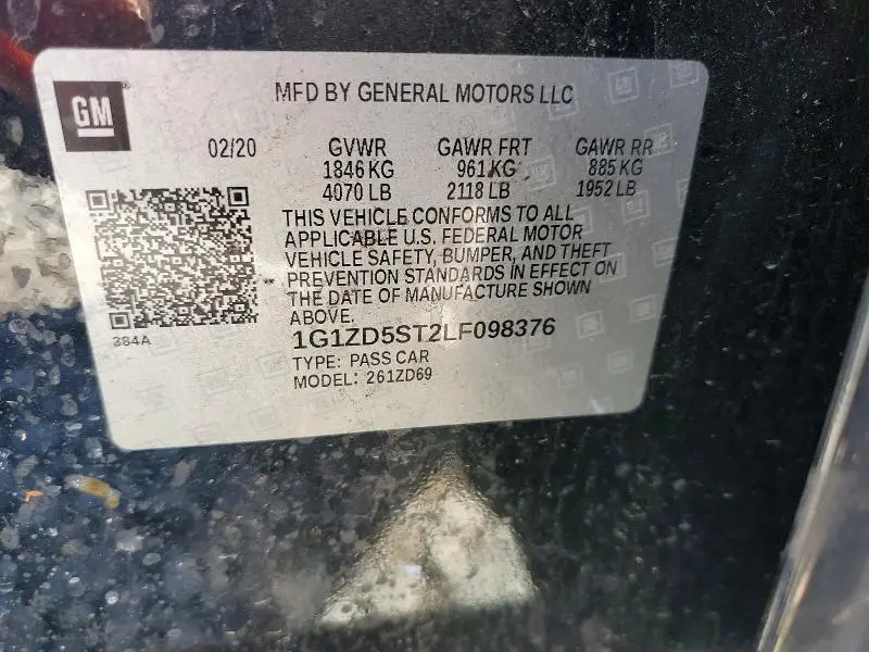 2020 CHEVROLET MALIBU LT  