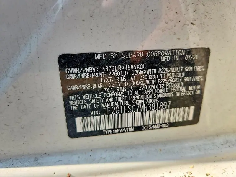 2021 SUBARU CROSSTREK SPORT  