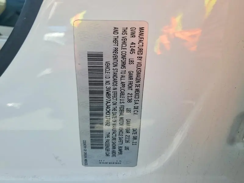 2012 VOLKSWAGEN JETTA SE  