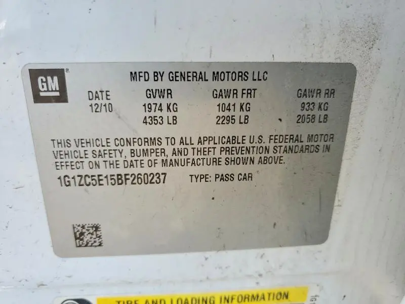 2011 CHEVROLET MALIBU 1LT  