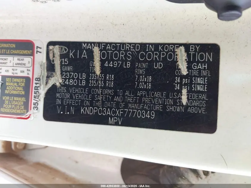 2015 KIA SPORTAGE EX