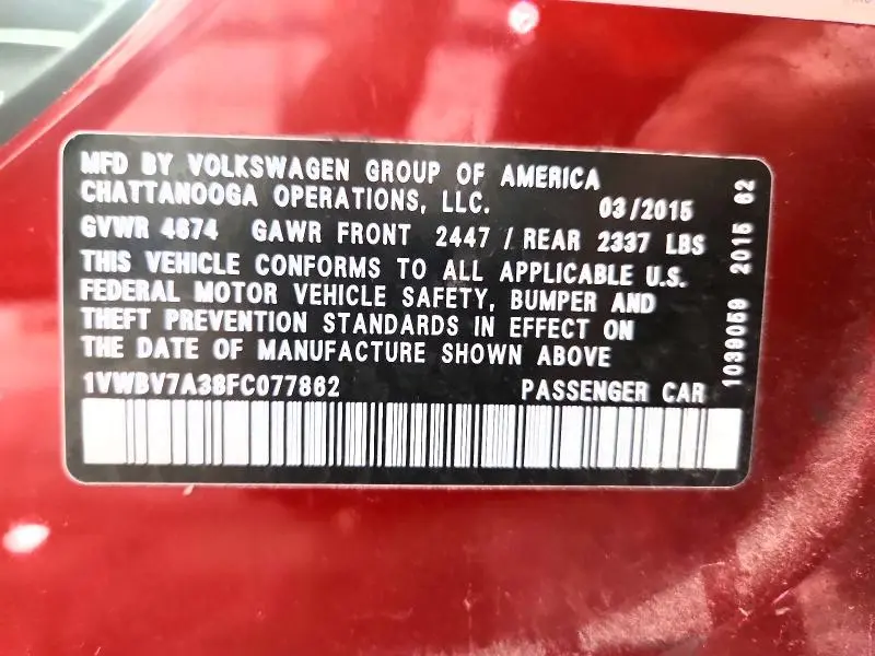 2015 VOLKSWAGEN PASSAT SE  