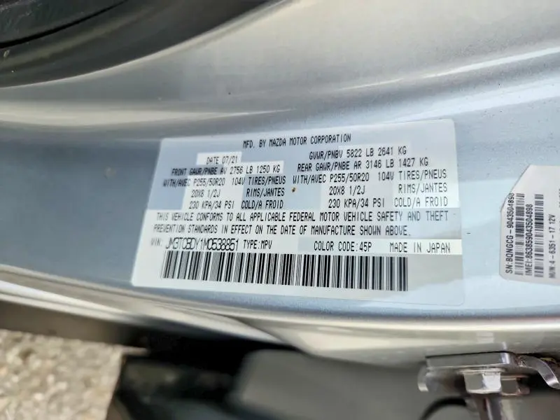 2021 MAZDA CX-9 GRAND TOURING  