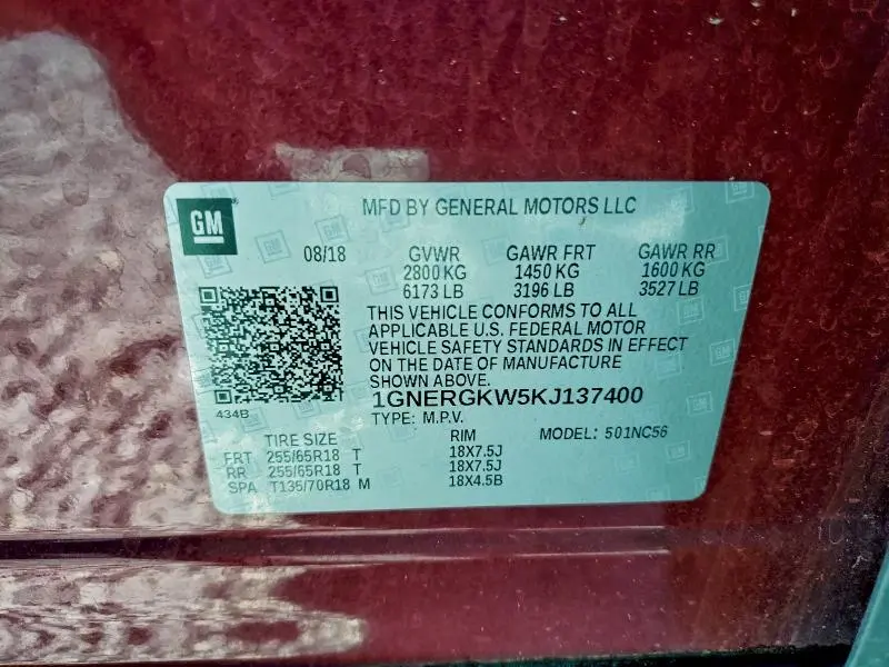 2019 CHEVROLET TRAVERSE LT  