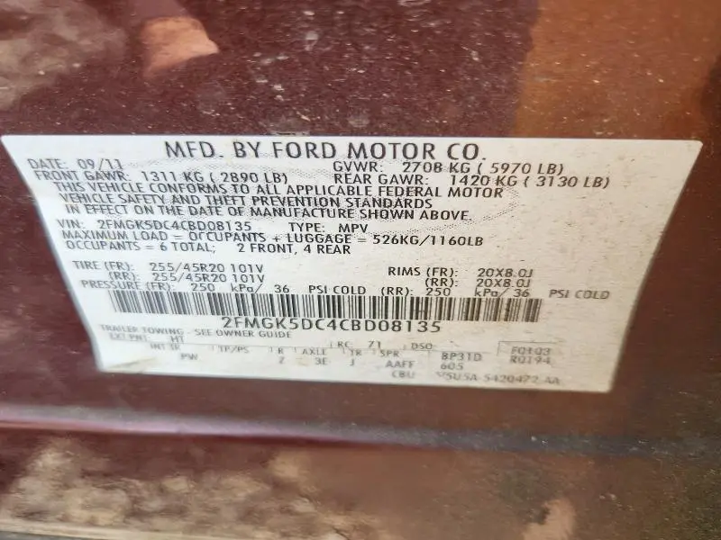 2012 FORD FLEX LIMITED  