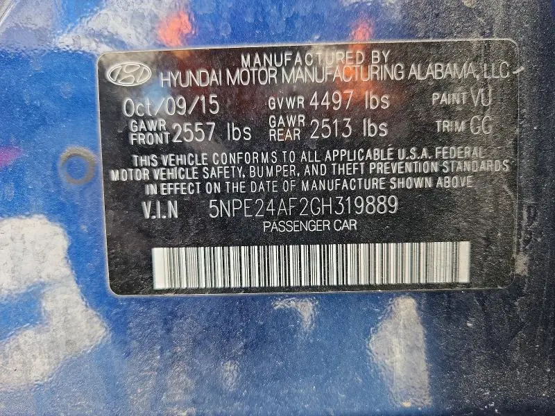2016 HYUNDAI SONATA SE  