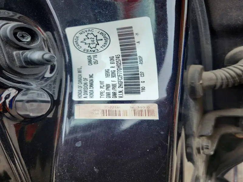 2016 HONDA CIVIC EX  