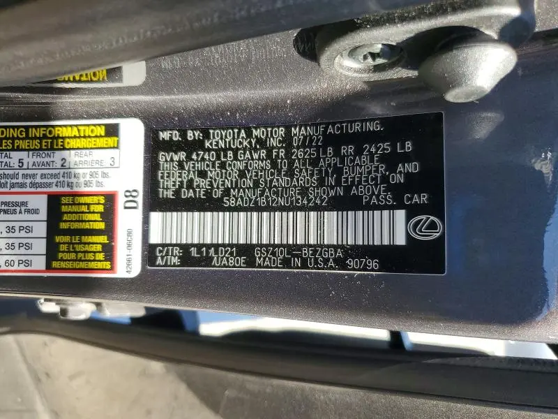 2022 LEXUS ES 350 BASE  