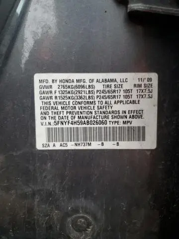 2010 HONDA PILOT EXL