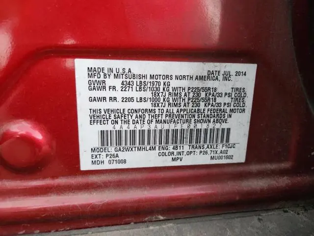 2015 MITSUBISHI OUTLANDER SPORT ES  