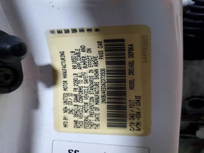 2010 TOYOTA COROLLA BASE  