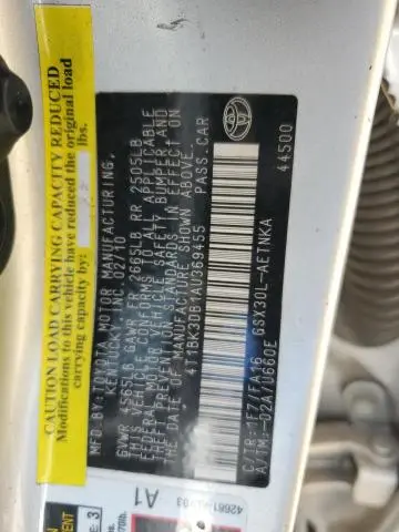 2010 TOYOTA AVALON XL  