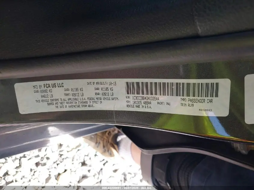 2016 CHRYSLER 200 S