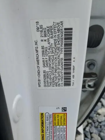 2018 HONDA ACCORD LX
