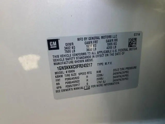 2015 CHEVROLET SUBURBAN K1500 LTZ  