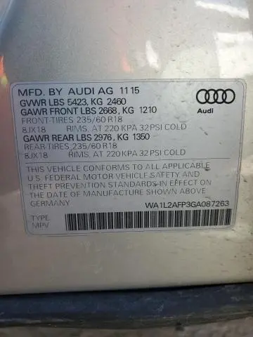 2016 AUDI Q5 PREMIUM PLUS  
