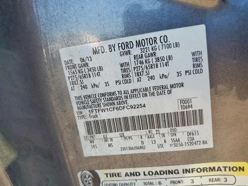 2013 FORD F150 SUPERCREW  