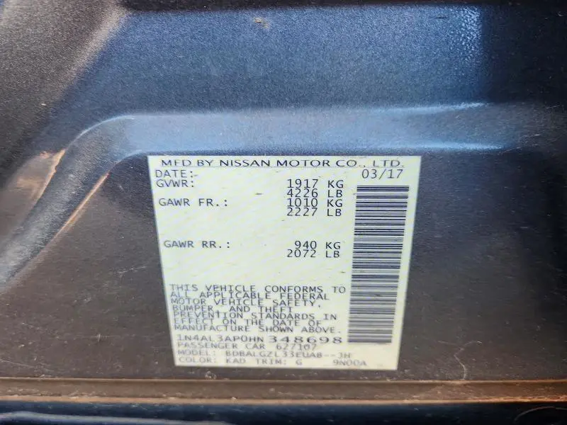 2017 NISSAN ALTIMA 2.5 S  