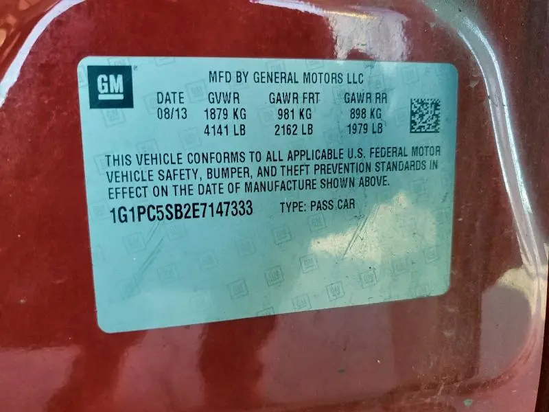 2014 CHEVROLET CRUZE LT  