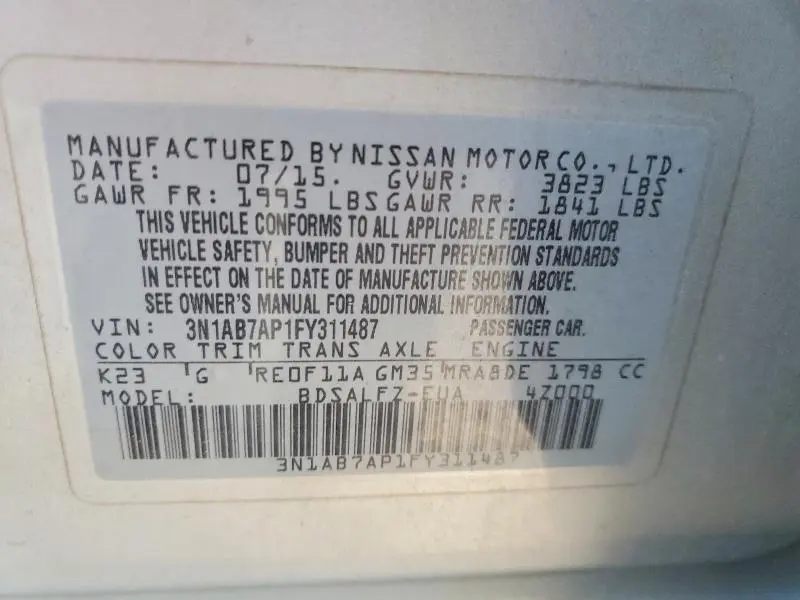 2015 NISSAN SENTRA FE+ S  