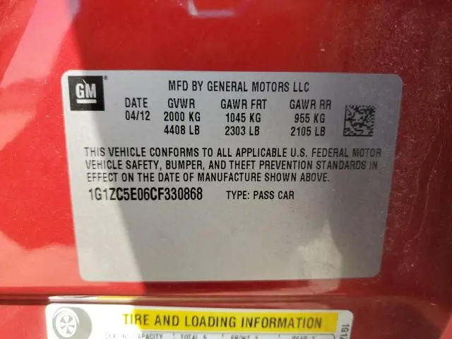 2012 CHEVROLET MALIBU 1LT  