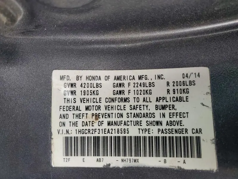 2014 HONDA ACCORD LX  