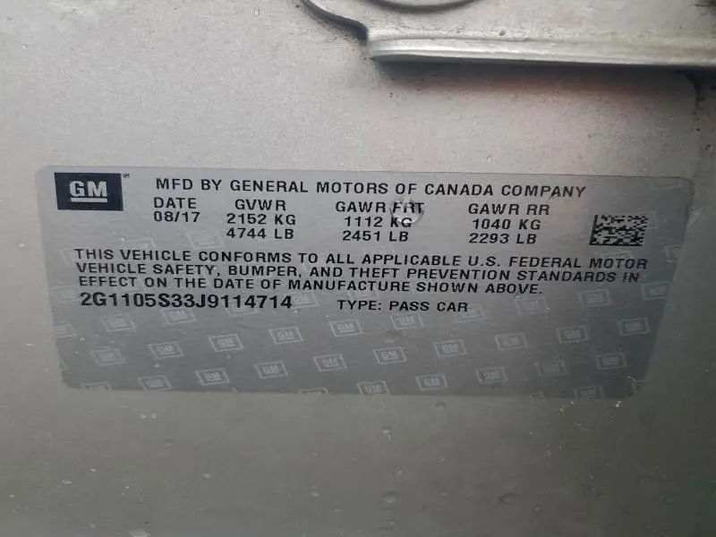 2018 CHEVROLET IMPALA LT  