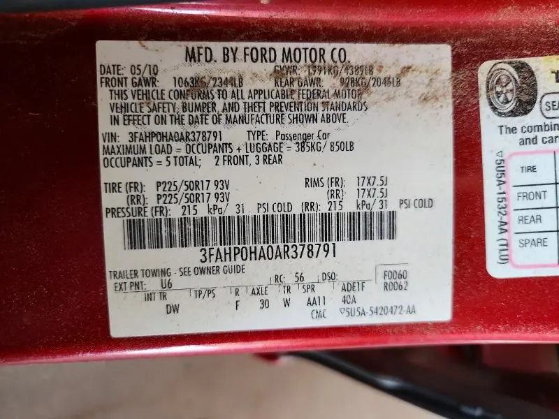 2010 FORD FUSION SE  
