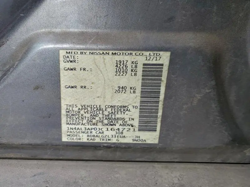 2018 NISSAN ALTIMA 2.5  