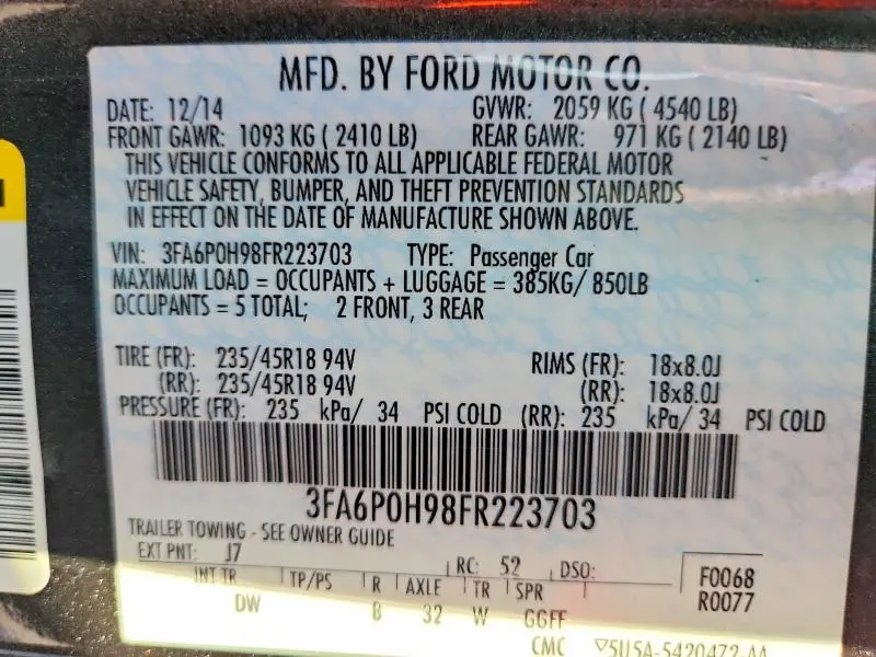 2015 FORD FUSION SE  