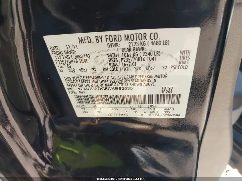 2012 FORD ESCAPE XLT