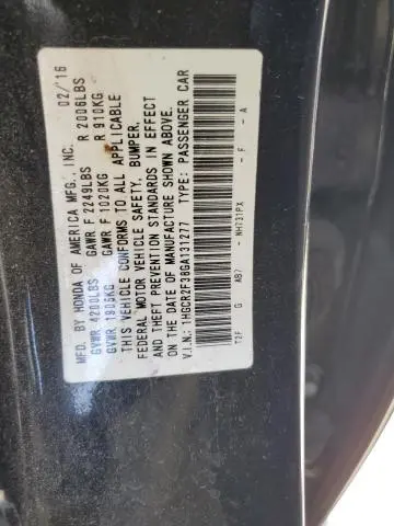 2016 HONDA ACCORD LX  