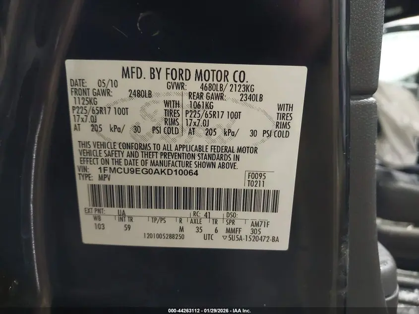 2010 FORD ESCAPE LIMITED