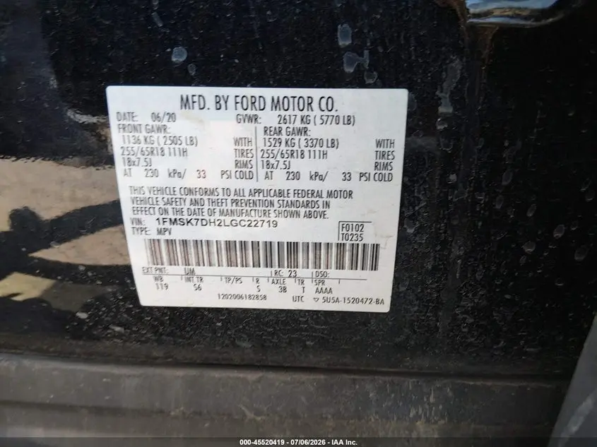 2020 FORD EXPLORER XLT